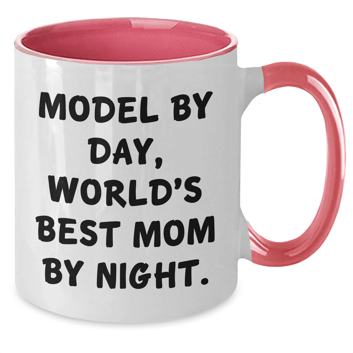 Funny Model Gifts - Model By Day, World's Best Mom By Night Two Tone Coffee Mug, Father's Day Unique Gifts from Men to Model - Victory Thru Vision 