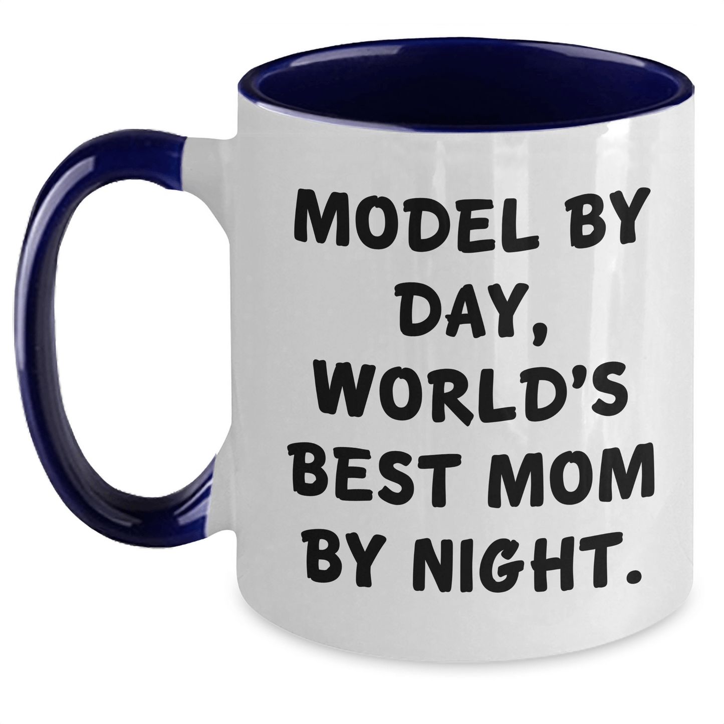 Funny Model Gifts - Model By Day, World's Best Mom By Night Two Tone Coffee Mug, Father's Day Unique Gifts from Men to Model - Victory Thru Vision 