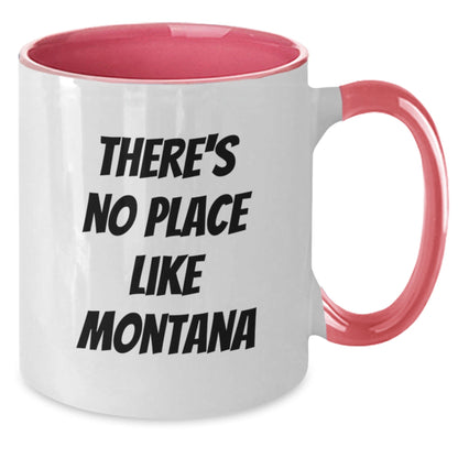 Funny Montana Quotes Gift for Friends from Big Sky Country, Two Tone Coffee Mug, Birthday Unique Gifts - Victory Thru Vision