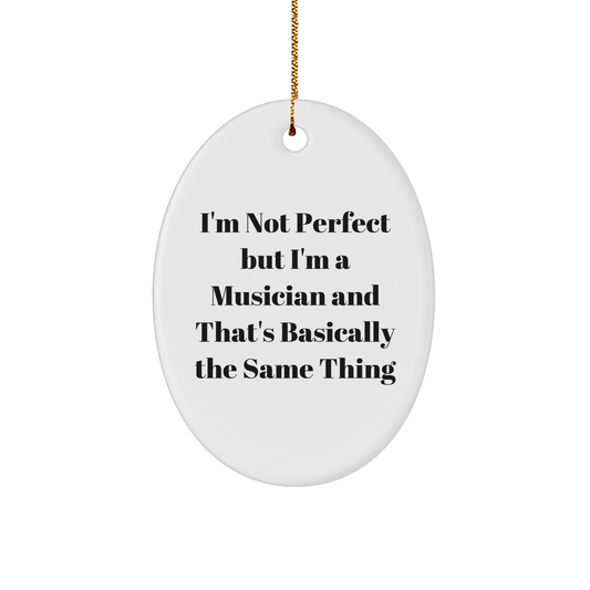 Funny Musician Gifts from Friends - I'm Not Perfect Oval Ornament for Christmas - Victory Thru Vision