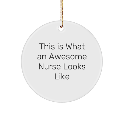 Funny Nurse Gifts from Friends, Christmas Circle Ornament Quotes 'This Is What An Awesome Nurse Looks Like' for Nurse - Victory Thru Vision 