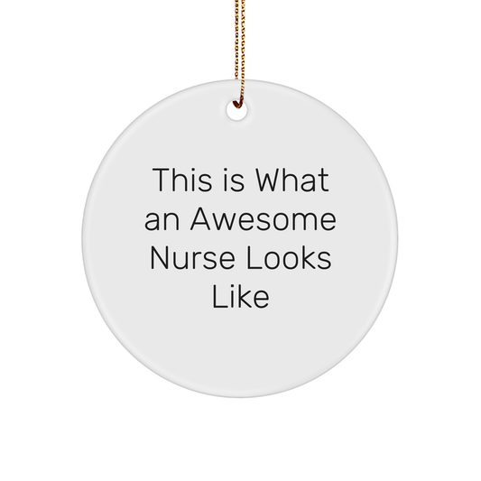Funny Nurse Gifts from Friends, Christmas Circle Ornament Quotes 'This Is What An Awesome Nurse Looks Like' for Nurse - Victory Thru Vision 
