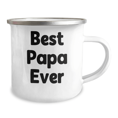 Funny Papa Camping Mug, Best Papa Ever Quote, 12 oz Stainless Steel, Gifts from Men to Papa, Unique Graduation Gifts for Papa - Victory Thru Vision