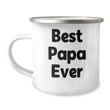 Funny Papa Camping Mug, Best Papa Ever Quote, 12 oz Stainless Steel, Gifts from Men to Papa, Unique Graduation Gifts for Papa - Victory Thru Vision