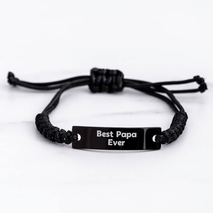 Funny Papa Gifts - Best Papa Ever Rope Bracelet for Men, Adjustable Graduation Unique Gifts from Family, Friends, Coworkers - Victory Thru Vision
