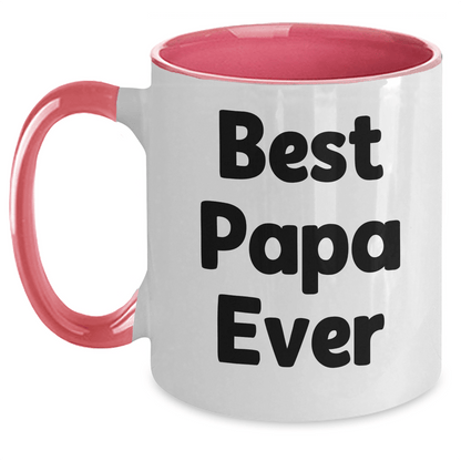 Funny Papa Gifts from Friends and Family - Best Papa Ever Two Tone Coffee Mug for Graduation - Victory Thru Vision