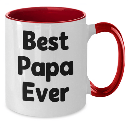 Funny Papa Gifts from Friends and Family - Best Papa Ever Two Tone Coffee Mug for Graduation - Victory Thru Vision