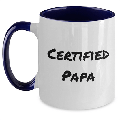 Funny Papa Gifts from Men - Two Tone Coffee Mug for Papa on Father's Day, Black and White, Red and White, Navy and White, and Pink and White Options - Victory Thru Vision 