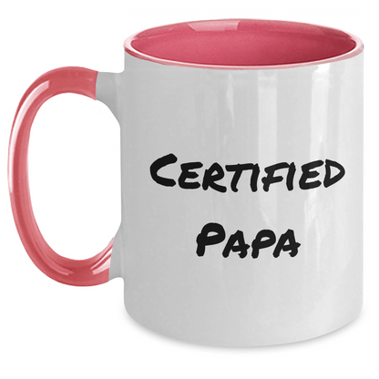 Funny Papa Gifts from Men - Two Tone Coffee Mug for Papa on Father's Day, Black and White, Red and White, Navy and White, and Pink and White Options - Victory Thru Vision 