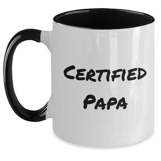 Funny Papa Gifts from Men - Two Tone Coffee Mug for Papa on Father's Day, Black and White, Red and White, Navy and White, and Pink and White Options - Victory Thru Vision 