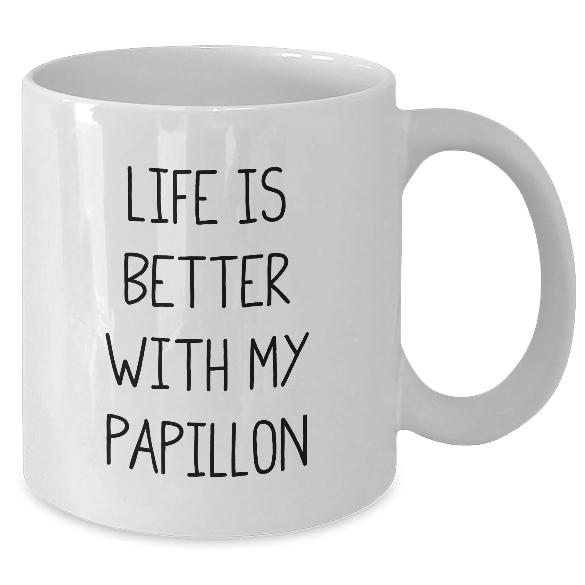 Funny Papillon Dog Lovers White Coffee Mug Gifts from Men to Friends for Father's Day - Life Is Better With My Papillon - Victory Thru Vision