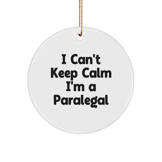Funny Paralegal Gifts from Friends - I Can't Keep Calm I'm A Paralegal Christmas Circle Ornament for Family - Victory Thru Vision