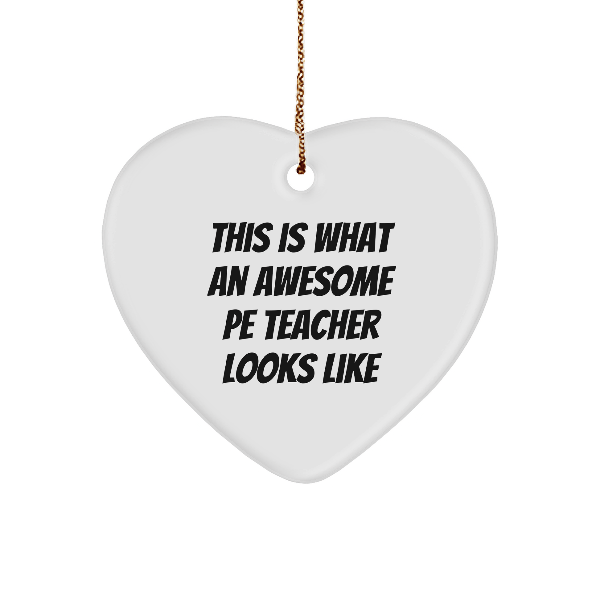 Funny PE Teacher Heart Ornament Gifts from Friends, for Awesome PE Teachers This Is What An Awesome PE Teacher Looks Like Christmas Unique Gifts - Victory Thru Vision 