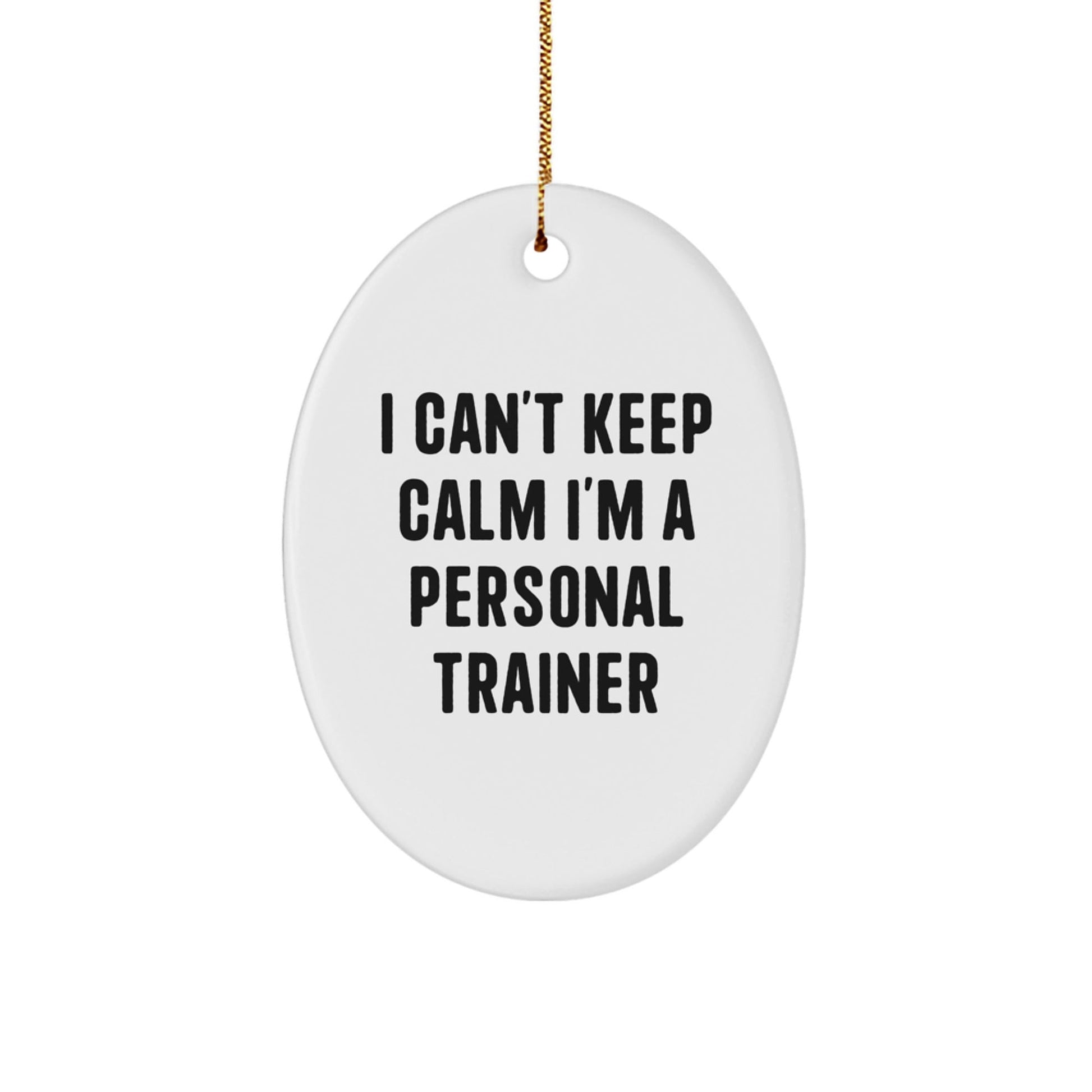 Funny Personal Trainer Gifts from Friends for Christmas Oval Ornament 'I Can't Keep Calm I'm A Personal Trainer' Unique Gifts - Victory Thru Vision