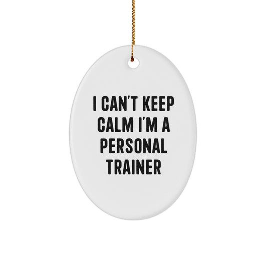 Funny Personal Trainer Gifts from Friends for Christmas Oval Ornament 'I Can't Keep Calm I'm A Personal Trainer' Unique Gifts - Victory Thru Vision