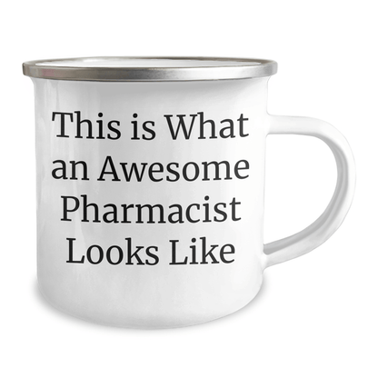 Funny Pharmacist Gifts, 'This Is What An Awesome Pharmacist Looks Like' Quote, 12 oz Camping Mug for Men, Women, or Coworkers, Gifts from Family, Friends, or Coworkers, Graduation Unique Gifts - Victory Thru Vision