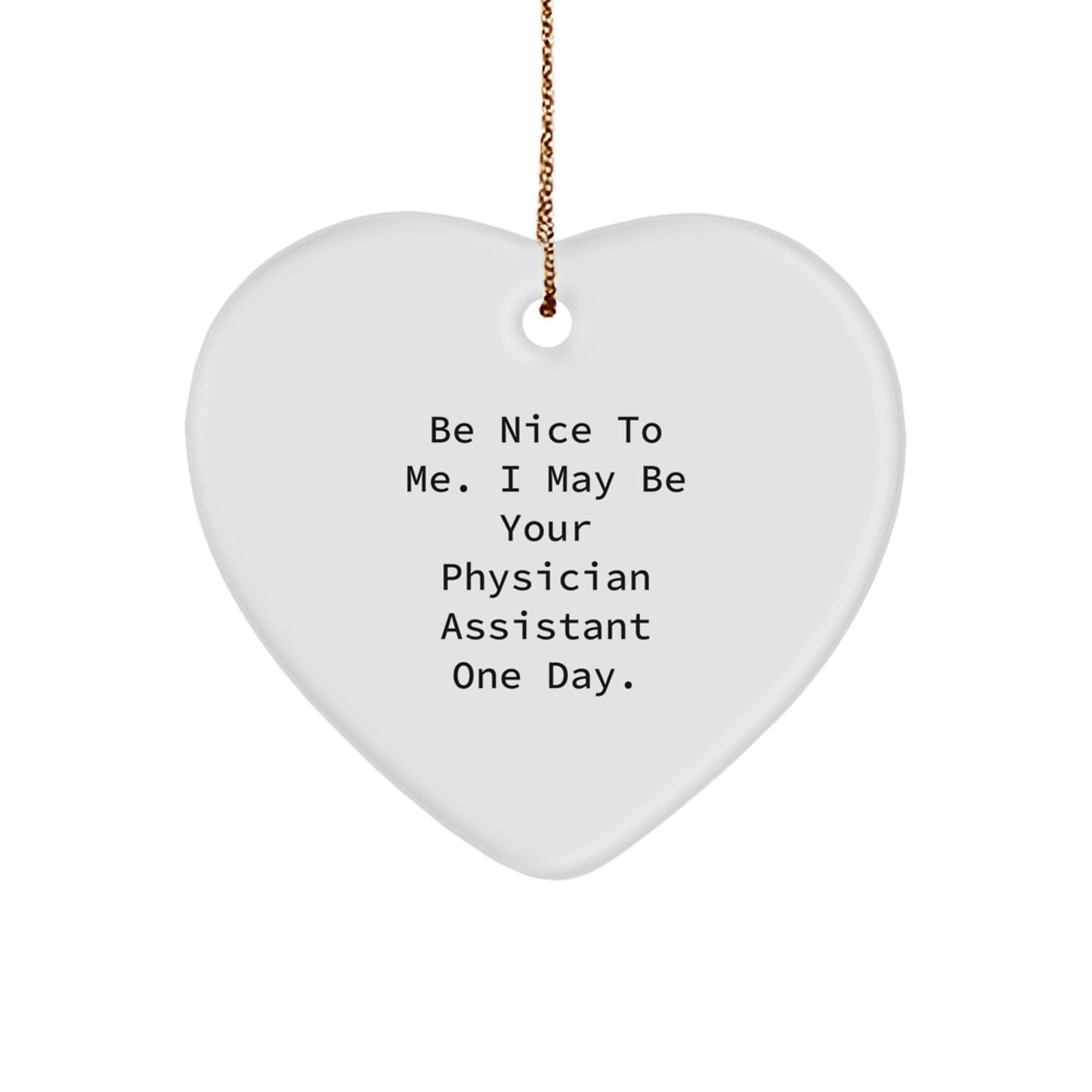 Funny Physician Assistant Gifts - Be Nice To Me. I May Be Your Physician Assistant One Day. Christmas Heart Ornament - Victory Thru Vision