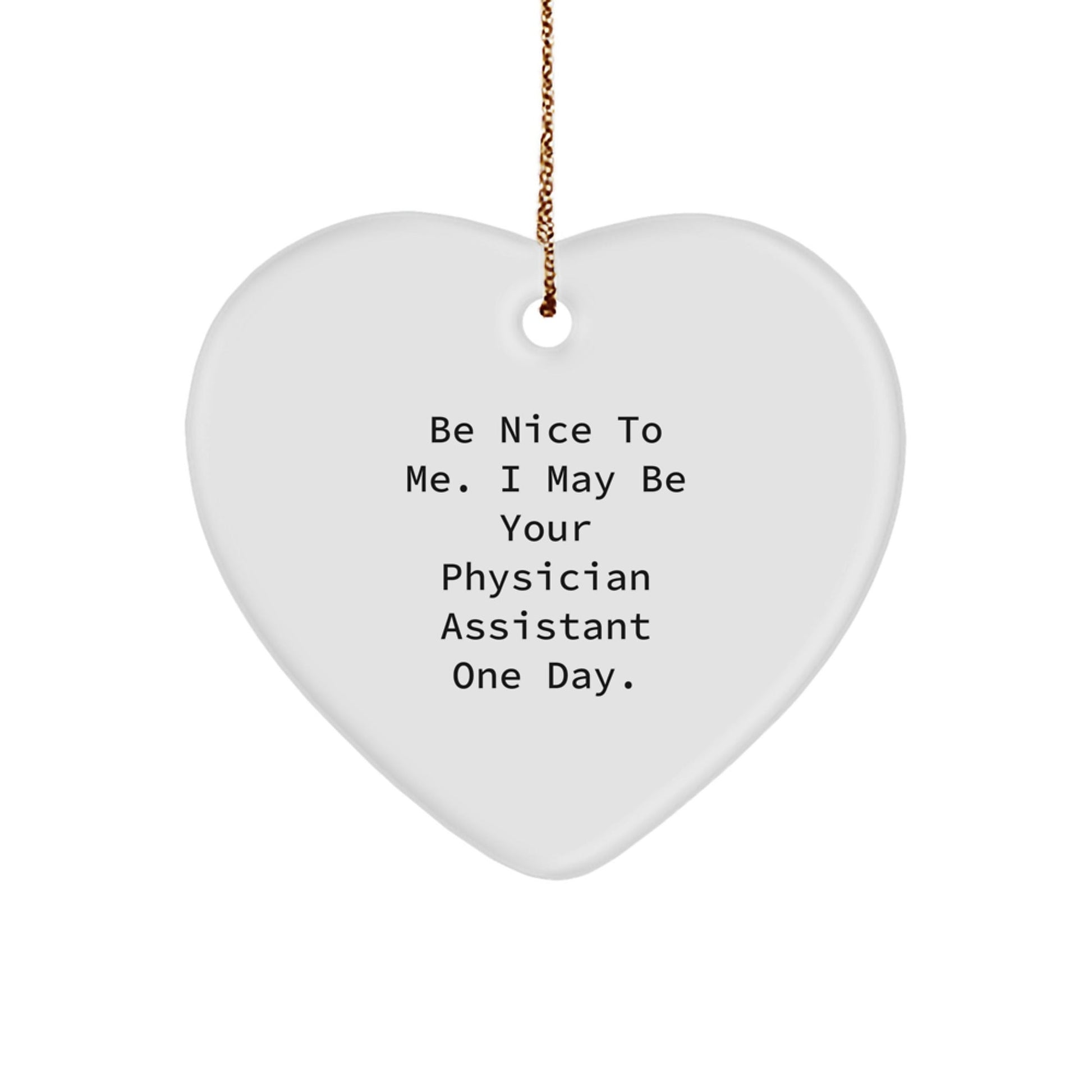 Funny Physician Assistant Gifts - Be Nice To Me. I May Be Your Physician Assistant One Day. Christmas Heart Ornament - Victory Thru Vision