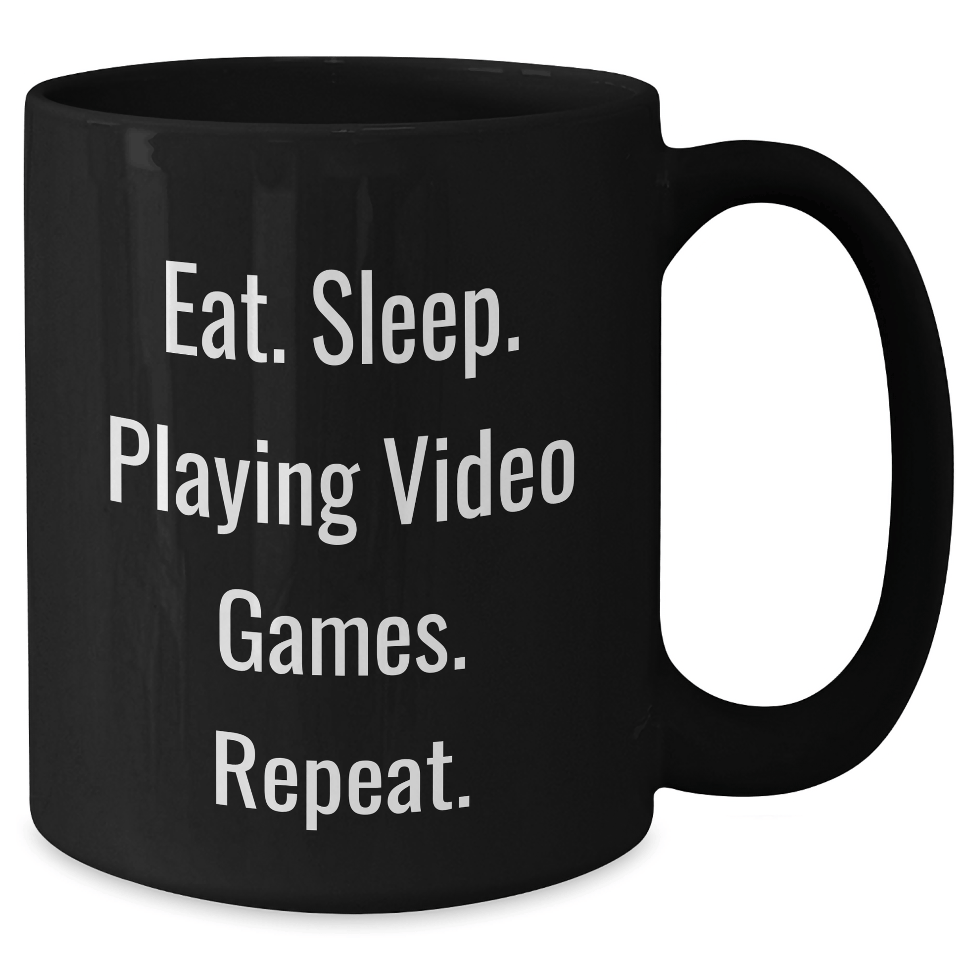 Funny Playing Video Games Gifts for Men - Eat. Sleep. Playing Video Games. Repeat. - Black Coffee Mug for Dad's Father's Day from Family - Victory Thru Vision 