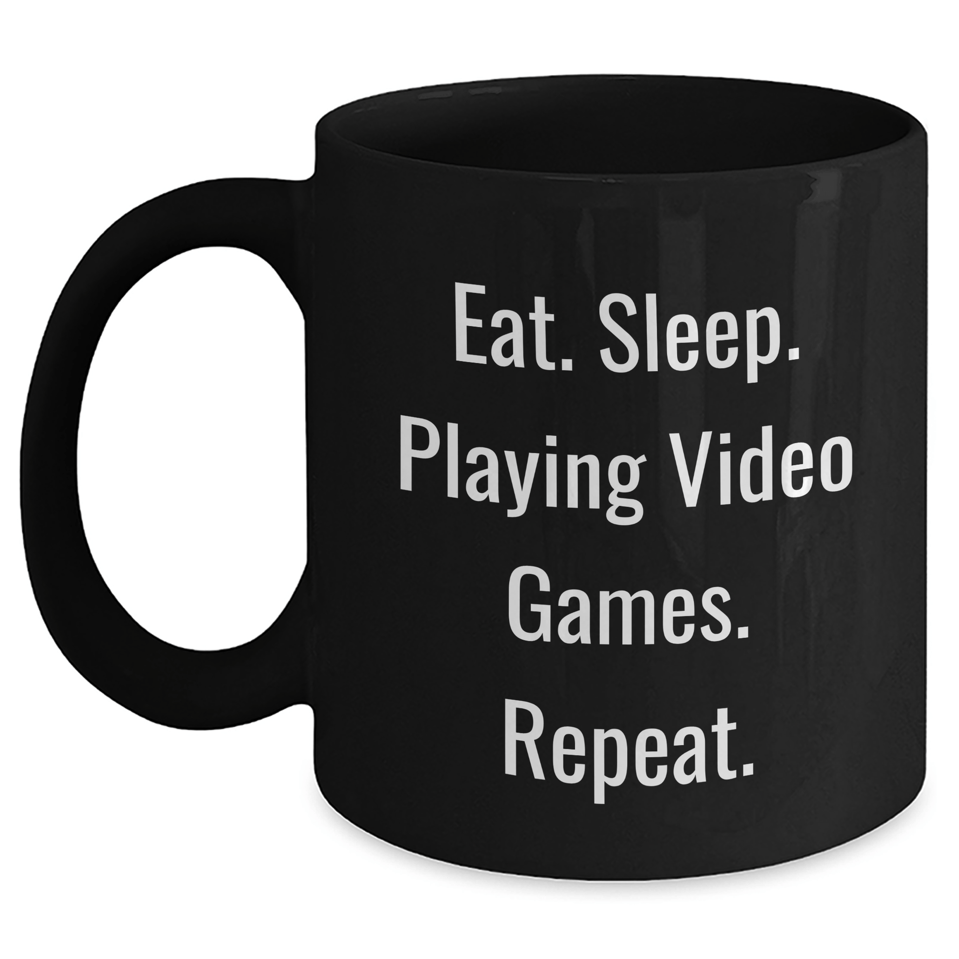 Funny Playing Video Games Gifts for Men - Eat. Sleep. Playing Video Games. Repeat. - Black Coffee Mug for Dad's Father's Day from Family - Victory Thru Vision 