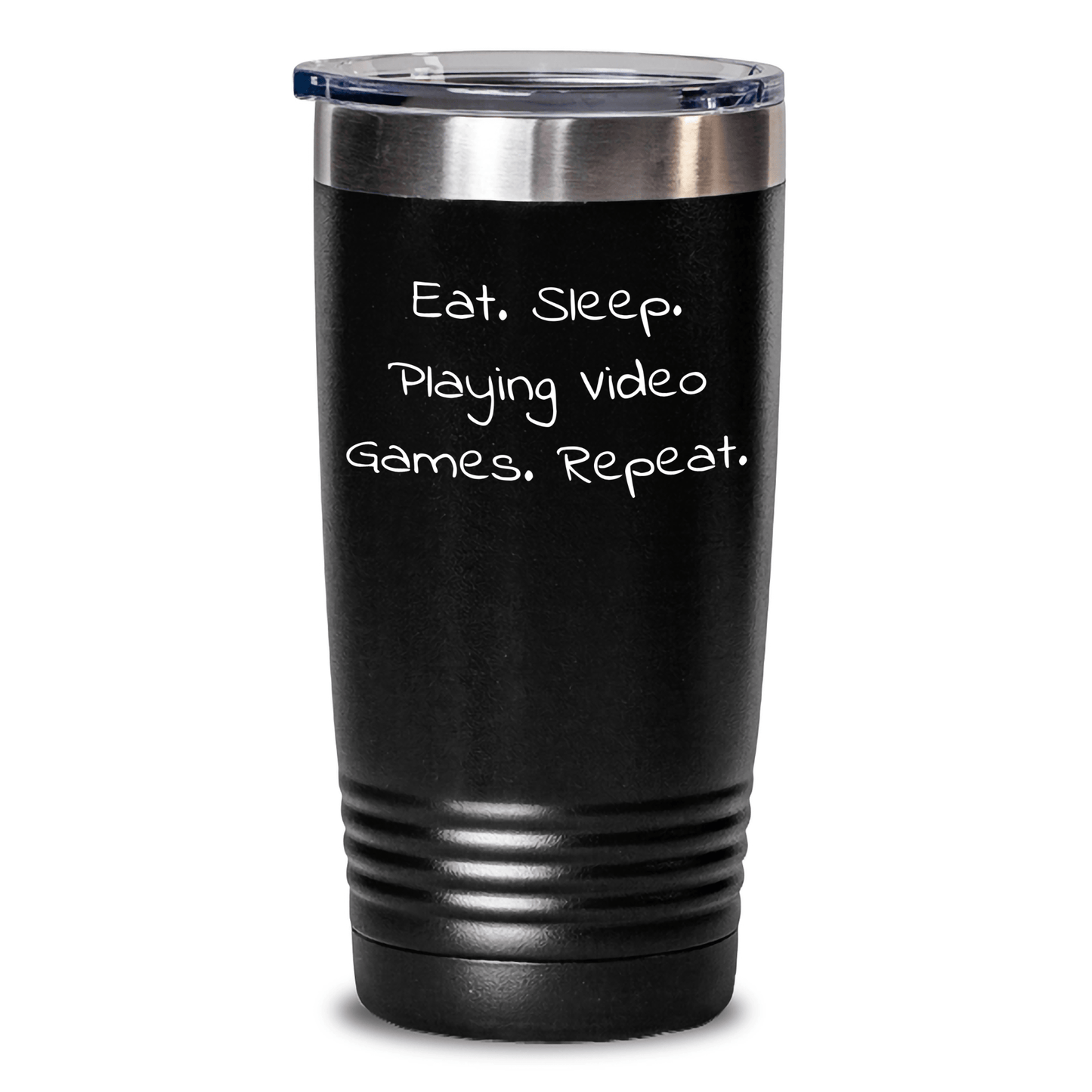 Funny Playing Video Games Gifts from Men for Dad's Unique Tumblers - Eat. Sleep. Playing Video Games. Repeat., 20oz or 30oz Vacuum Insulated Tumbler - Victory Thru Vision 