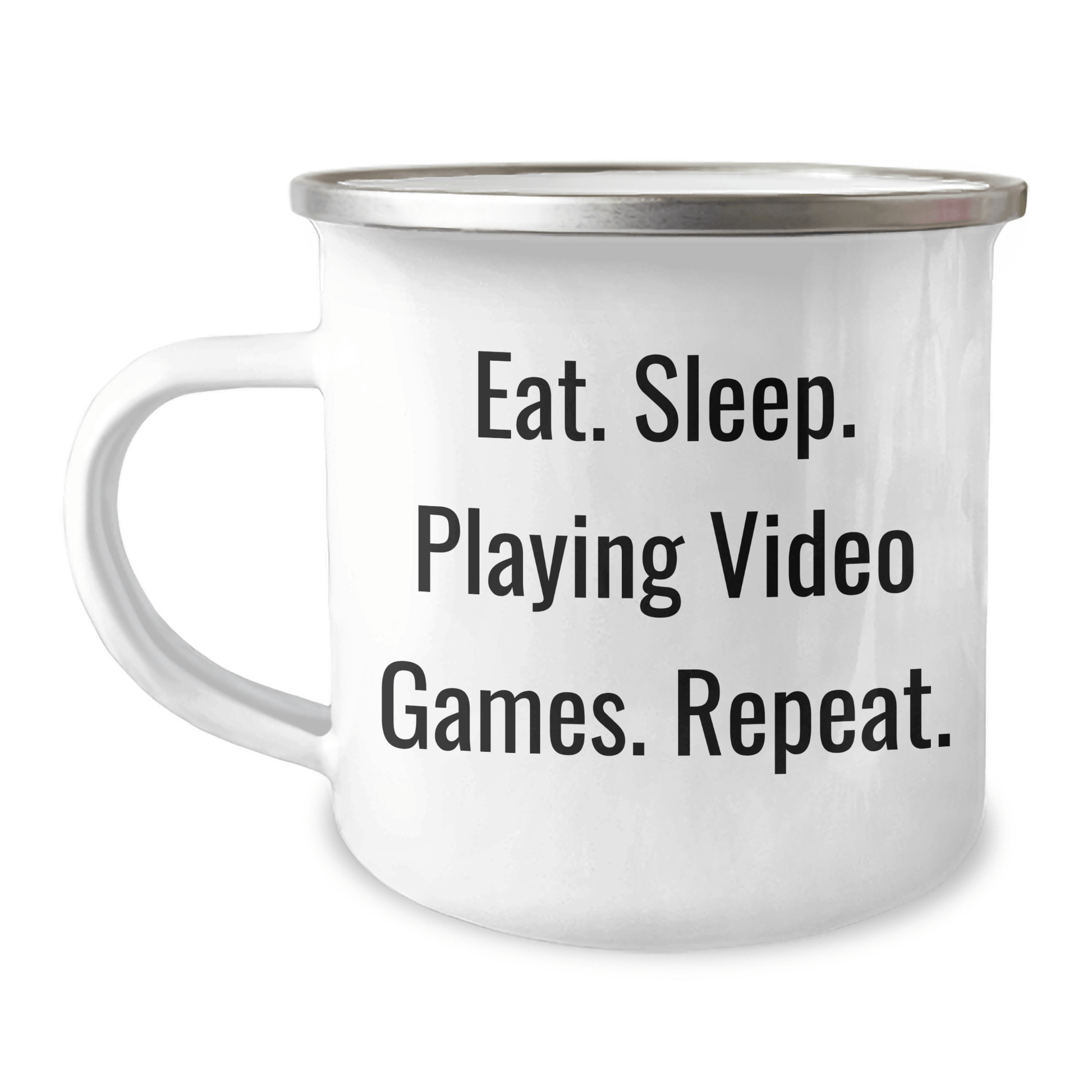 Funny Playing Video Games Gifts from Men for Friends and Family Camping Mug with Quote 'Eat. Sleep. Playing Video Games. Repeat.' for Father's Day - Victory Thru Vision 