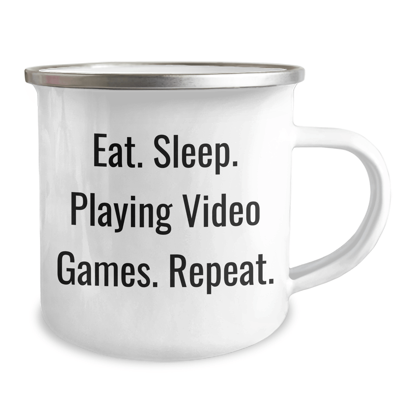 Funny Playing Video Games Gifts from Men for Friends and Family Camping Mug with Quote 'Eat. Sleep. Playing Video Games. Repeat.' for Father's Day - Victory Thru Vision 