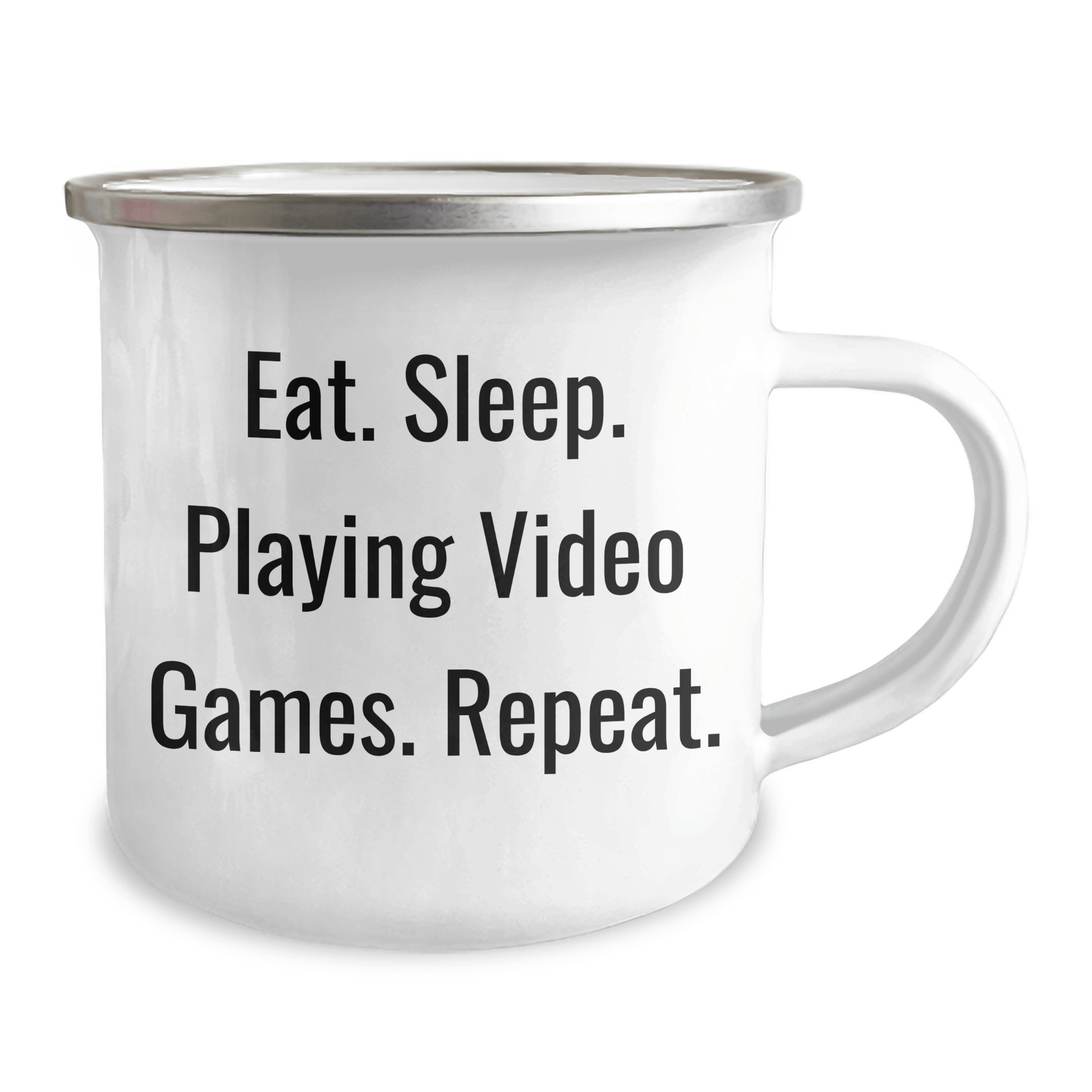 Funny Playing Video Games Gifts from Men for Friends and Family Camping Mug with Quote 'Eat. Sleep. Playing Video Games. Repeat.' for Father's Day - Victory Thru Vision 