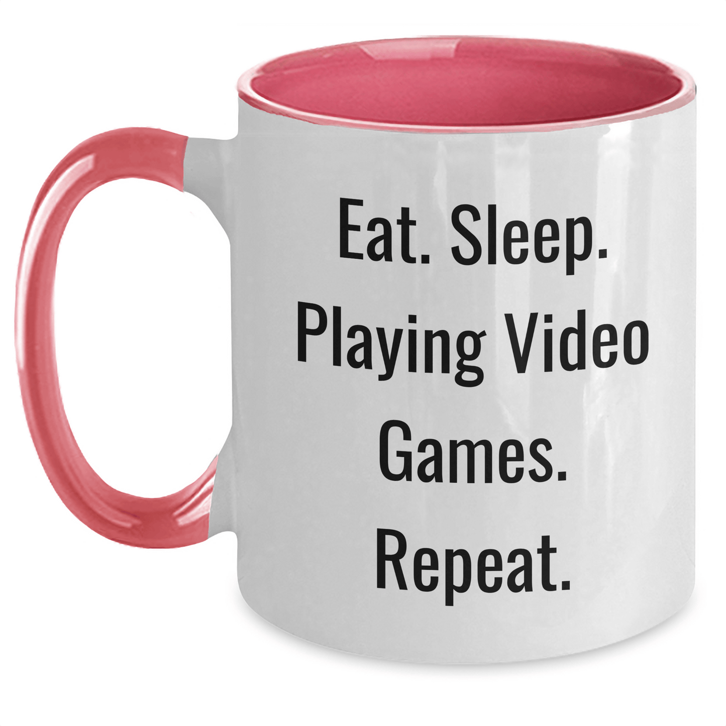 Funny Playing Video Games Humor Two Tone Coffee Mug, Gifts from Friends and Family for Men and Women, Eat. Sleep. Playing Video Games. Repeat., Father's Day Unique Present - Victory Thru Vision 
