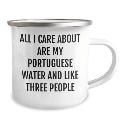 Funny Portuguese Water Dog Lover's Camping Mug Gifts from Friends, Unique Father's Day Presents for Portuguese Water Dog Enthusiasts - Victory Thru Vision 