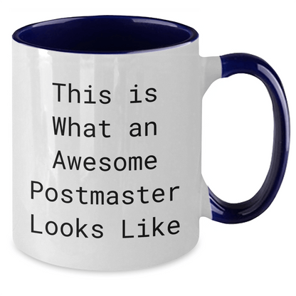 Funny Postmaster Gifts from Men - This Is What An Awesome Postmaster Looks Like Two Tone Coffee Mug for Father's Day Unique Gifts - Victory Thru Vision