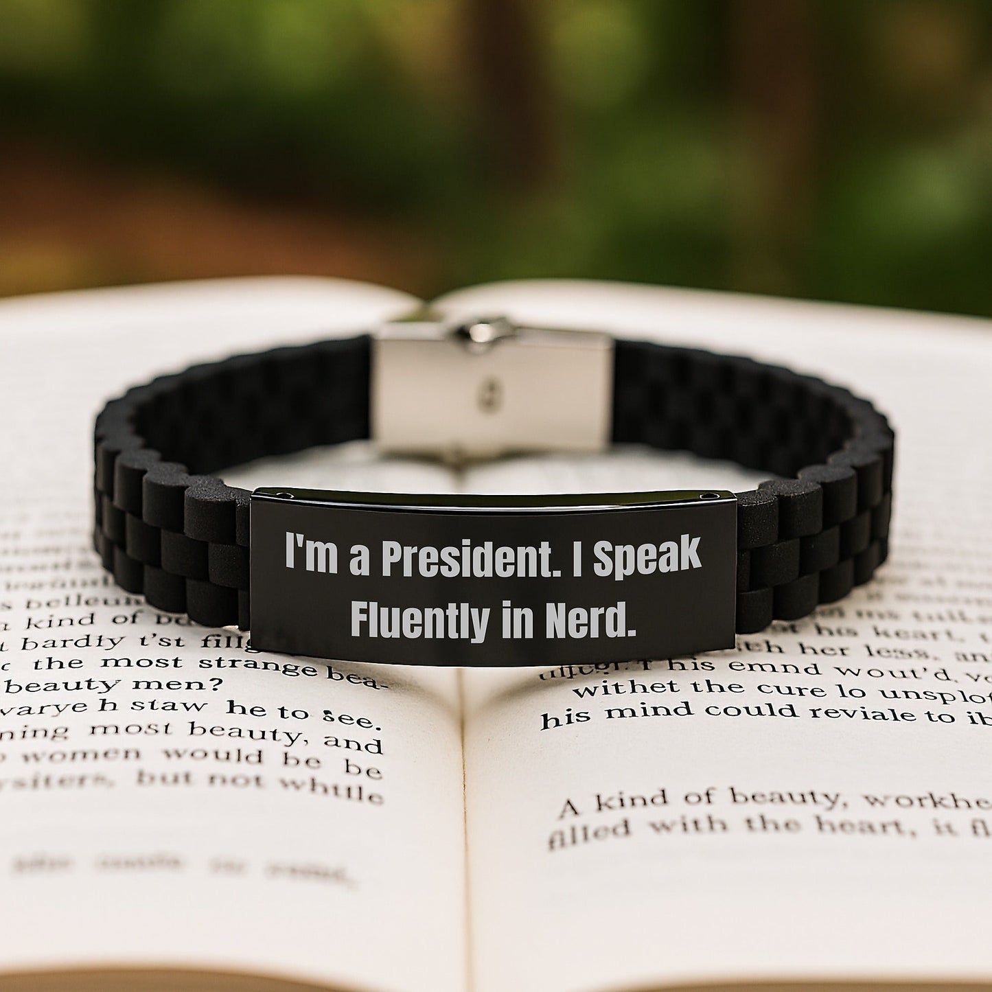Funny President Gift, 'I'm A President. I Speak Fluently In genius.' Glide lock Clasp Birthday Present for Men or Women from Friends or Family - Victory Thru Vision