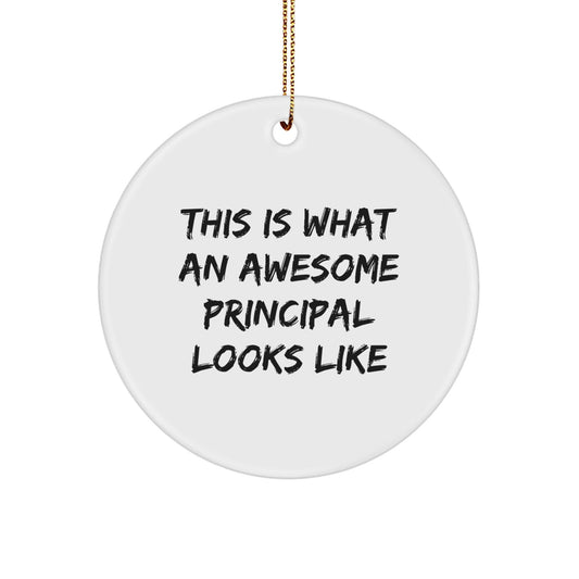 Funny Principal Circle Ornament Gifts from Friends to Awesome Principals, This Is What An Awesome Principal Looks Like, Christmas Unique Gifts - Victory Thru Vision