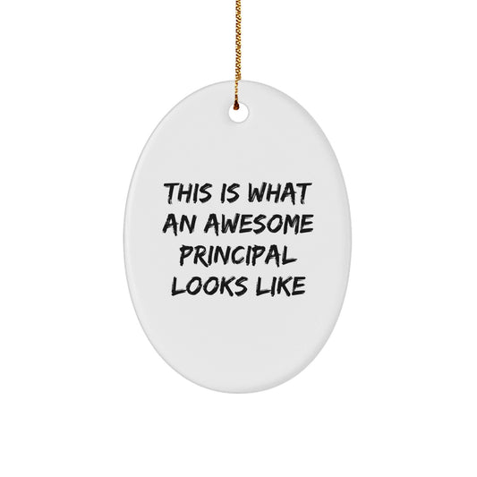 Funny Principal Gifts from Friends - This Is What Awesome Looks Like - Oval Ornament for Christmas - Victory Thru Vision