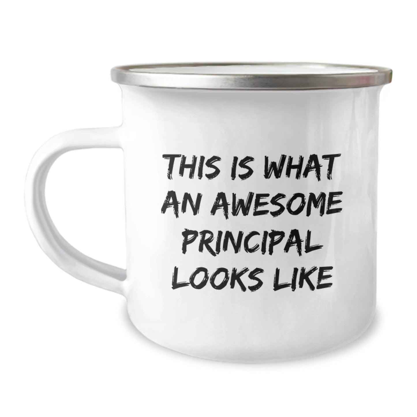 Funny Principal Gifts, This Is What An Awesome Principal Looks Like, Enamel Camping Mug, 12 oz, Gifts from Family to Principal for Graduation - Victory Thru Vision