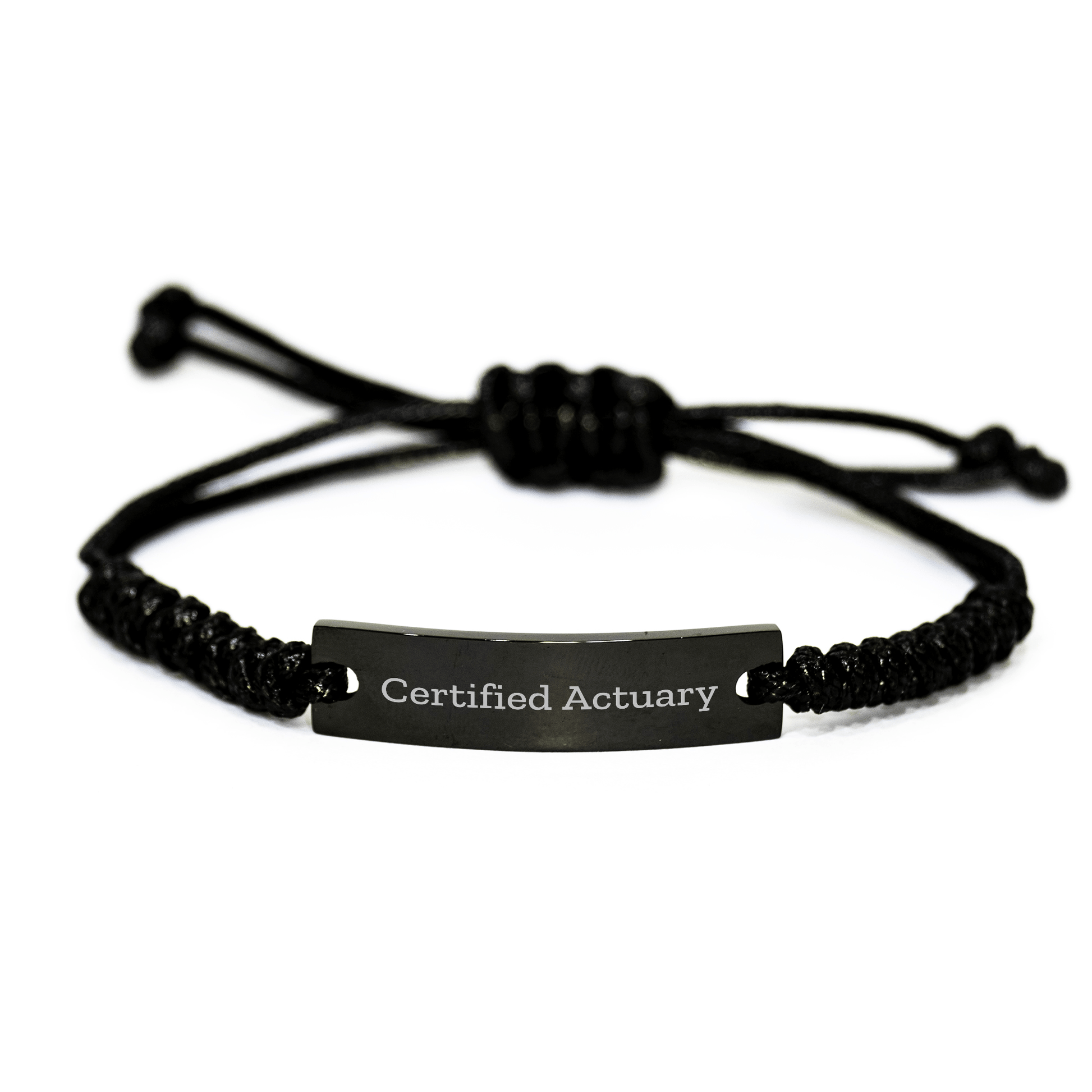 Funny Quote Certified Actuary Rope Bracelet Gifts for Actuary Dad's Special Day, Gifts from Family, Adjustable Black Rope Charm - Victory Thru Vision 