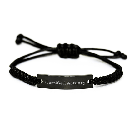 Funny Quote Certified Actuary Rope Bracelet Gifts for Actuary Dad's Special Day, Gifts from Family, Adjustable Black Rope Charm - Victory Thru Vision 