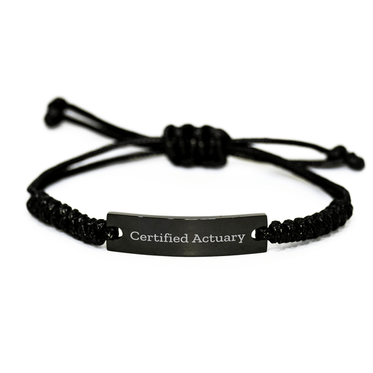 Funny Quote Certified Actuary Rope Bracelet Gifts for Actuary Dad's Special Day, Gifts from Family, Adjustable Black Rope Charm - Victory Thru Vision 