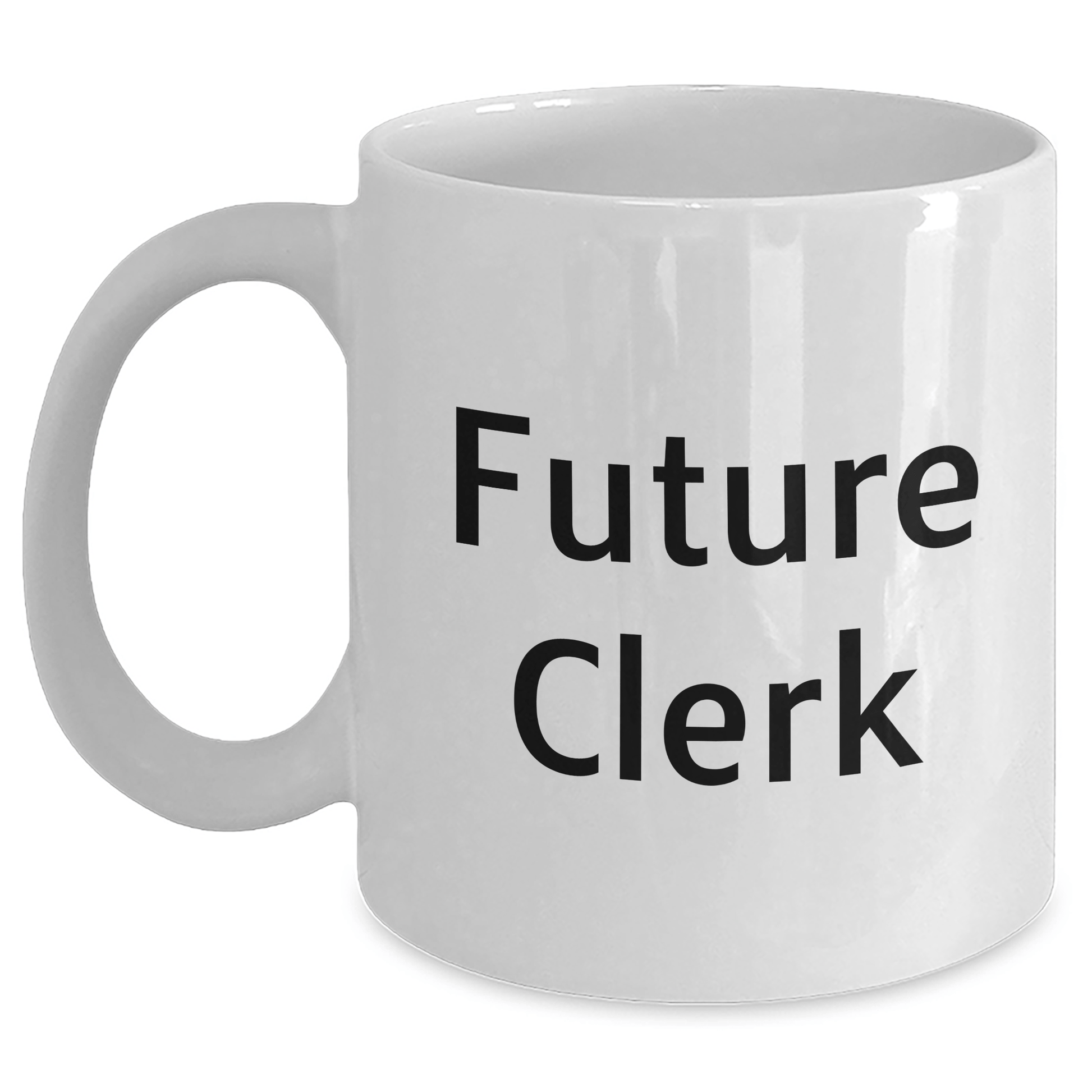 Funny Quote Clerk Gifts for Men from Future Clerk - White Coffee Mug - Graduation Unique Gifts - Victory Thru Vision