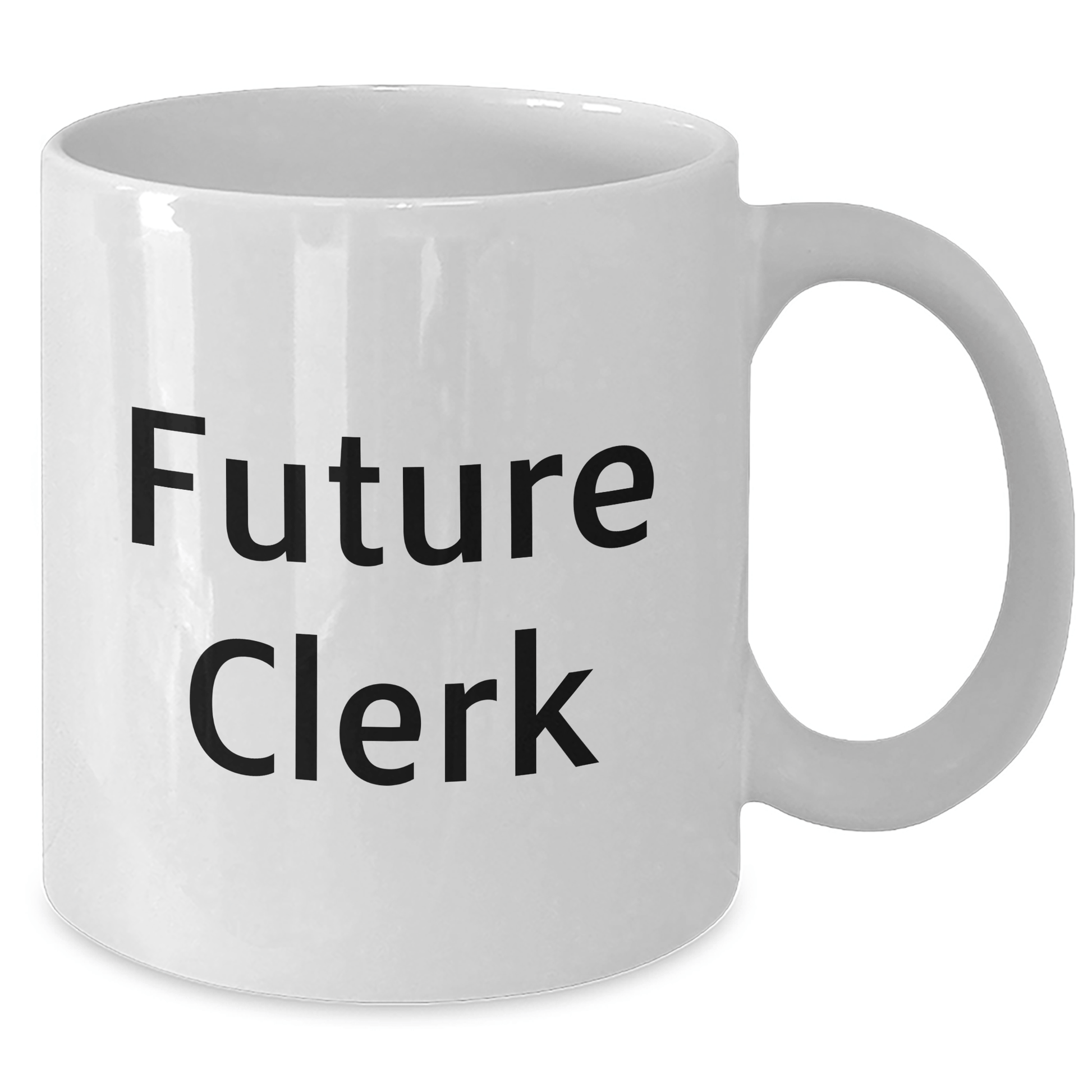 Funny Quote Clerk Gifts for Men from Future Clerk - White Coffee Mug - Graduation Unique Gifts - Victory Thru Vision