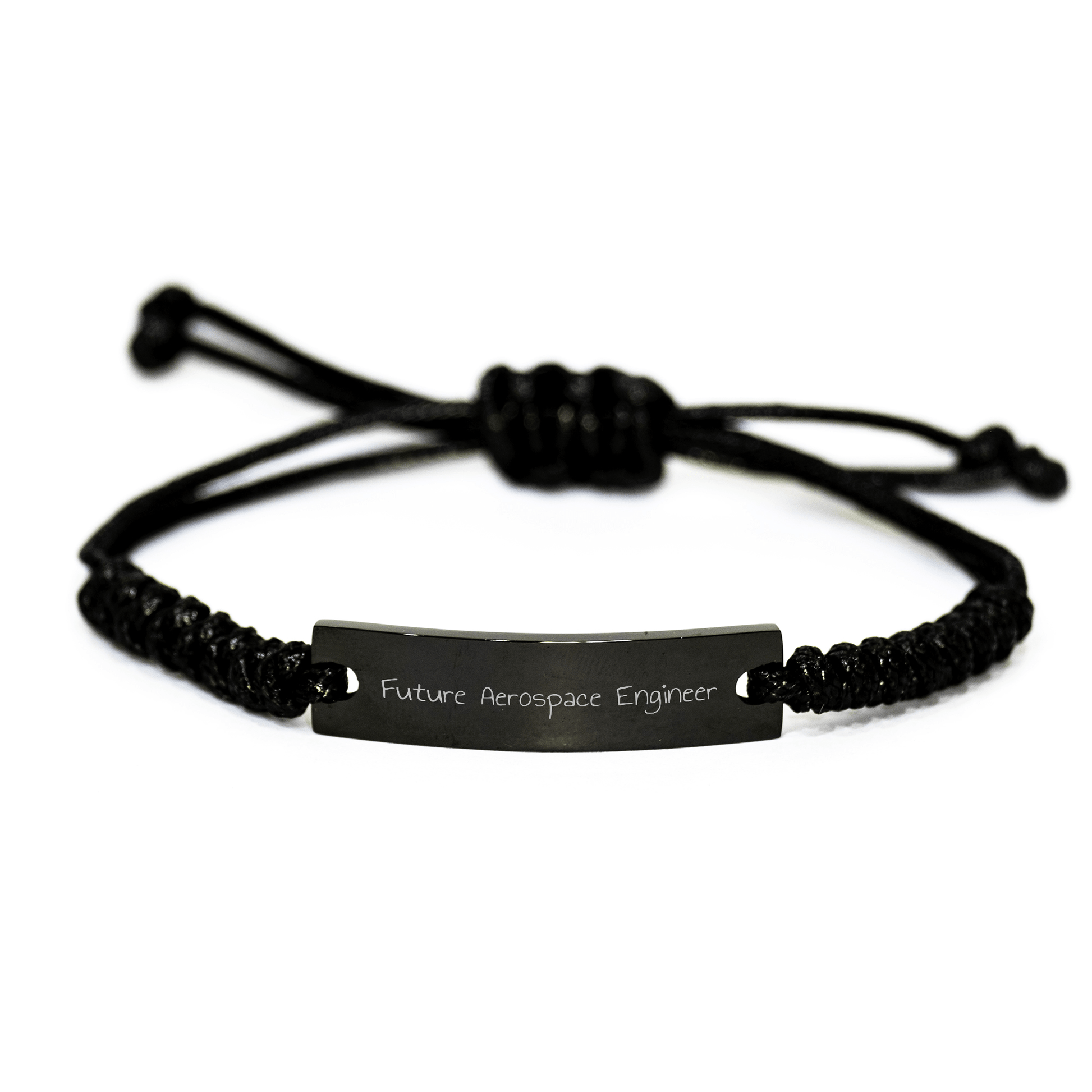 Funny Quote for Future Aerospace Engineer Graduation Gift Rope Bracelet from Friends, Unique Gifts for Men and Women, Adjustable Black Rope Jewelry with Engraved Black Stainless Steel - Victory Thru Vision