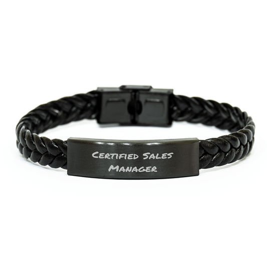 Funny Quote for Sales Manager Interlaced Leather Bracelet, Gifts from Family, Unique Father's Day Unique Gifts for Men, 'You're a-Maze-ing' Certified Sales Manager - Victory Thru Vision 