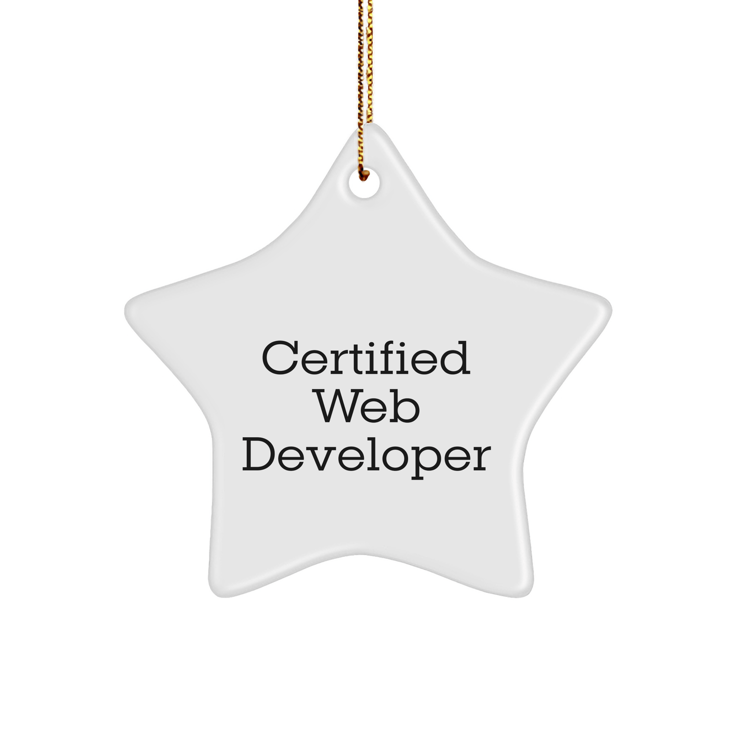 Funny Quote for Web Developers, Certified Star Ornament Gifts for Christmas - 'Certified Web Developer' Star Shaped MDF with High-Gloss Plastic Finish, Gifts from Friends to Coworkers - Victory Thru Vision 