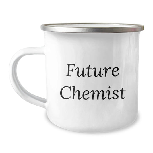 Funny Quote Future Chemist Gifts from Mom to Son Graduation Unique Camping Mug, 12 oz Stainless Steel with Enamel Finish, Hand Wash Recommended, Permanent Printing - Victory Thru Vision