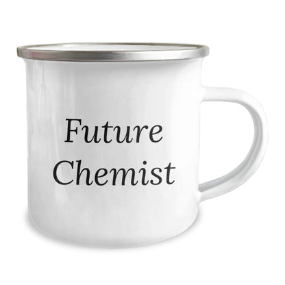 Funny Quote Future Chemist Gifts from Mom to Son Graduation Unique Camping Mug, 12 oz Stainless Steel with Enamel Finish, Hand Wash Recommended, Permanent Printing - Victory Thru Vision