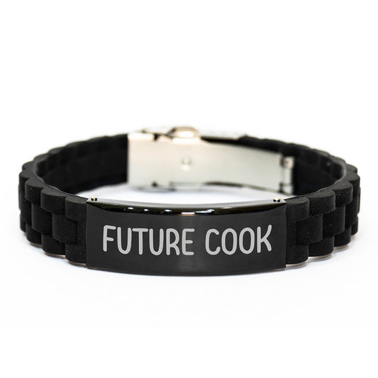 Funny Quote Future Cook Gifts from Family for Graduation Unique Cook Glide lock Clasp Bracelet - Victory Thru Vision