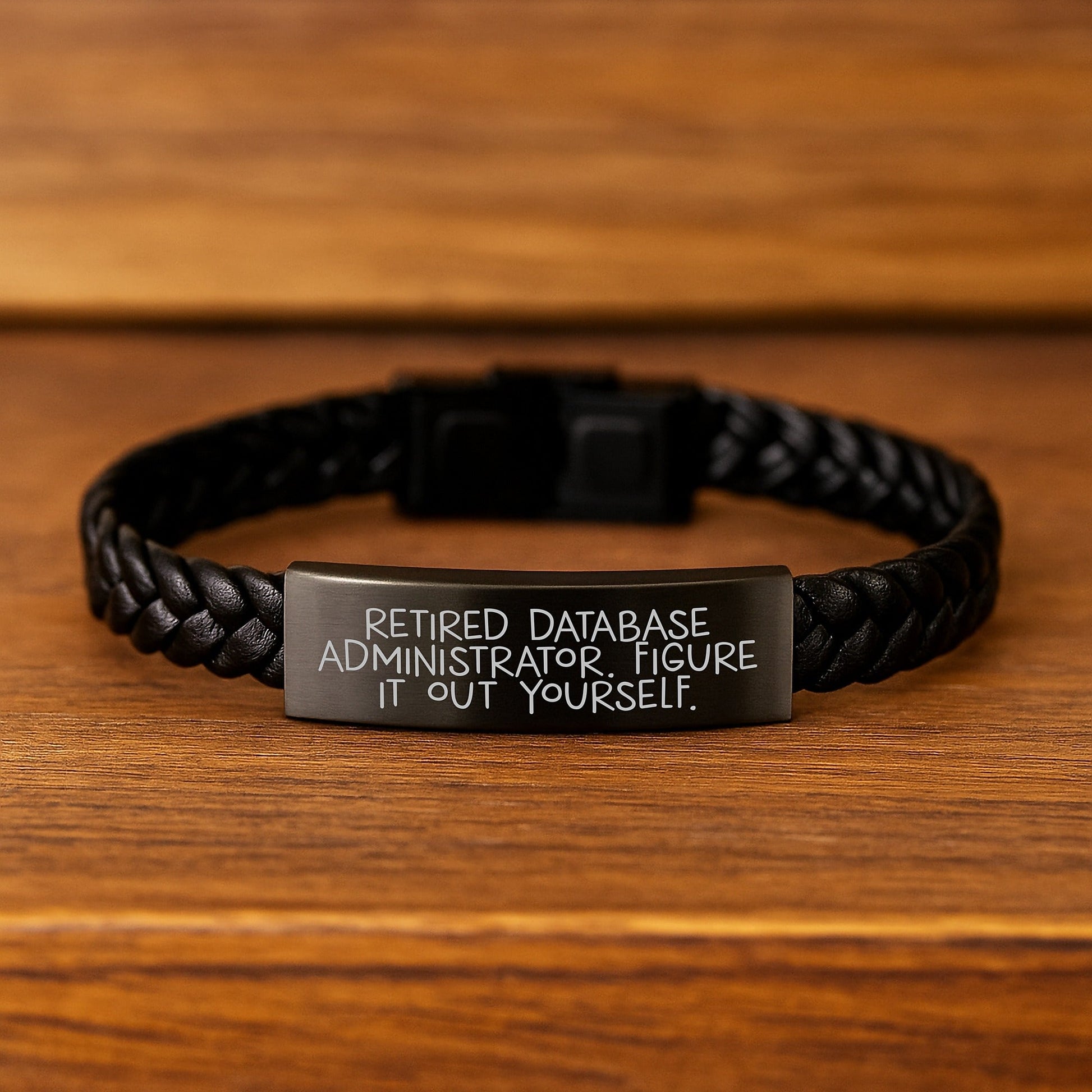 Funny Quote Interlaced Leather Bracelet for Database Administrator Gifts from Friends - Database Administrator Unique Birthday Unique Gifts - Victory Thru Vision