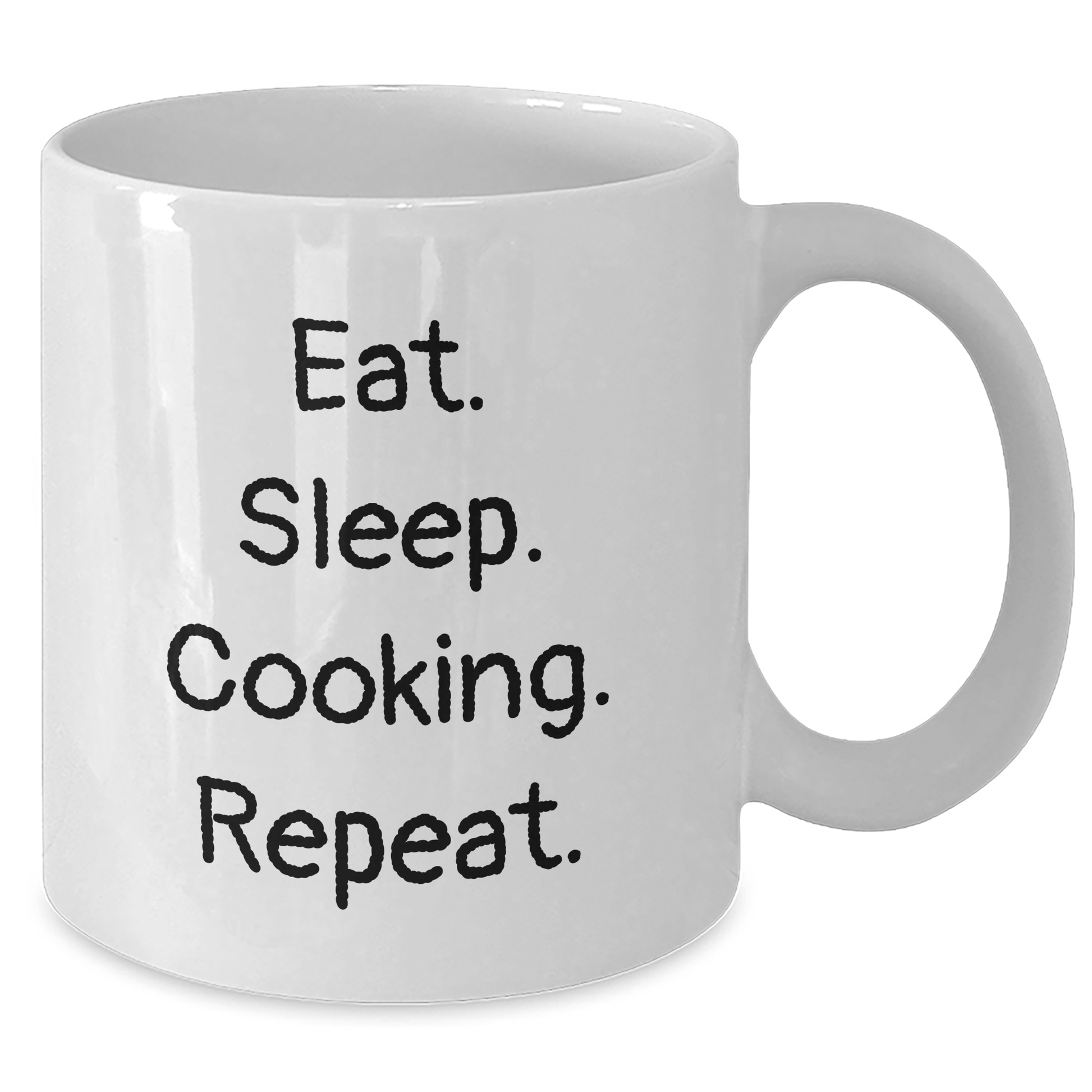 Funny Quotes for Cooking Enthusiasts, Eat. Sleep. Cooking. Repeat., Gifts from Family for Graduation, 11oz or 15oz White Coffee Mug - Victory Thru Vision 