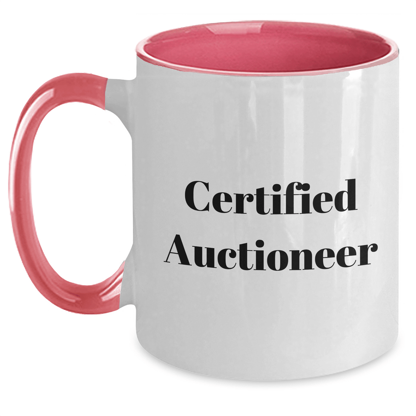 Funny Quotes from Certified Auctioneer, Gifts for Men, Women, or Friends, Two Tone Coffee Mug, Father's Day Unique Gifts from Family, 11oz, Microwave and Dishwasher Safe - Victory Thru Vision 