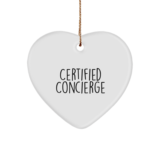 Funny Quotes Gifts from Certified Concierge to Concierge Friends - White Heart Ornament for Christmas Decor, 'You're the Heart of Our Business' - Victory Thru Vision 